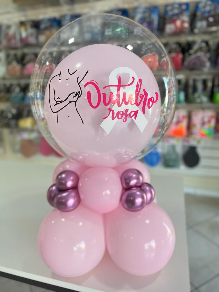 Arranjo de balões do catálogo de Outubro Rosa